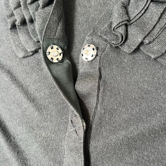 Emporio Armani Women’s Black Ruffle Neck Button Up Cardigan Size EU 42/US Med - Picture 10 of 10